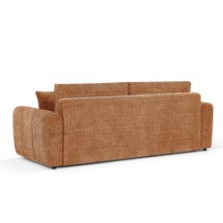 Canapé droit convertible JONEA 3 places tissu texturé terracotta