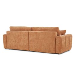 Canapé d'angle convertible et réversible JONEA 4 places tissu texturé terracotta