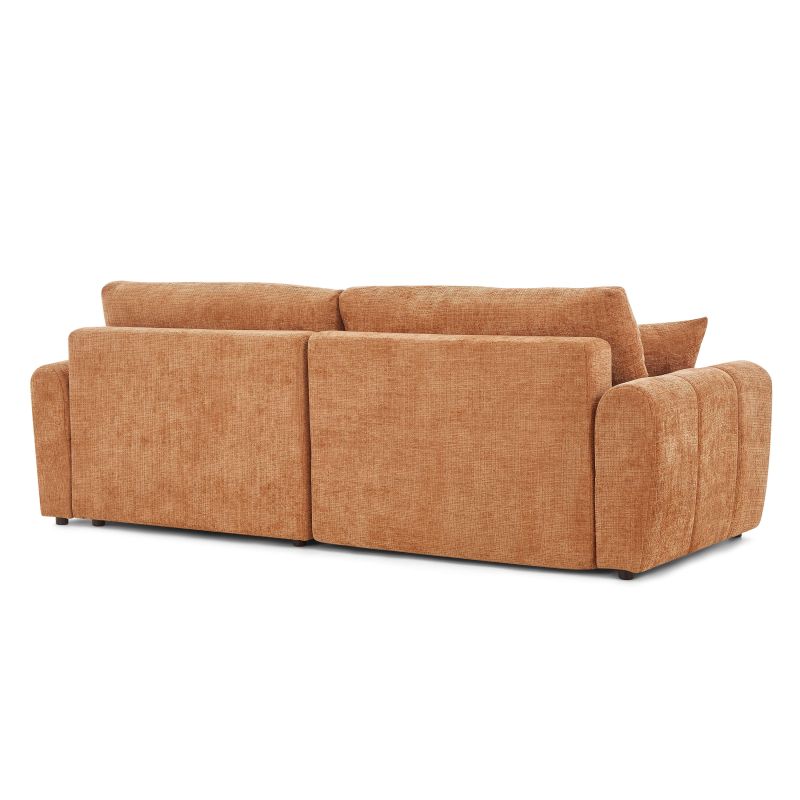 Canapé d'angle convertible et réversible JONEA 4 places tissu texturé terracotta