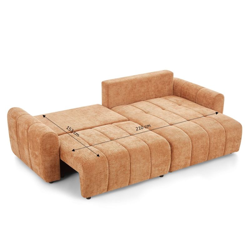 Canapé d'angle convertible et réversible JONEA 4 places tissu texturé terracotta