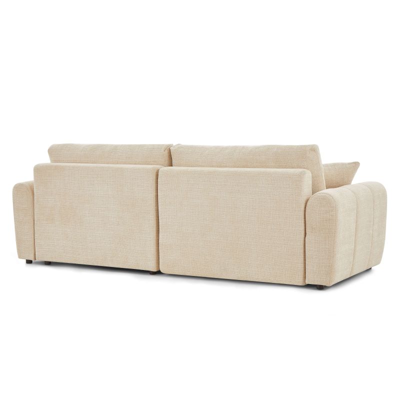 Canapé d'angle convertible et réversible JONEA 4 places tissu texturé beige