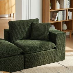 Canapé modulaire compressé KENA 4 places tissu bouclette zebré vert