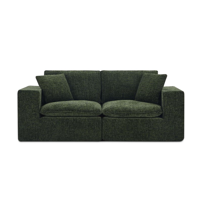 Canapé modulaire compressé KENA 4 places tissu bouclette zebré vert
