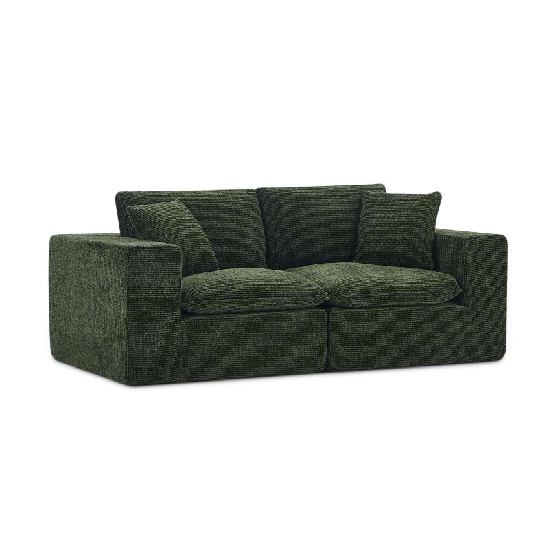 Canapé modulaire compressé KENA 4 places tissu bouclette zebré vert