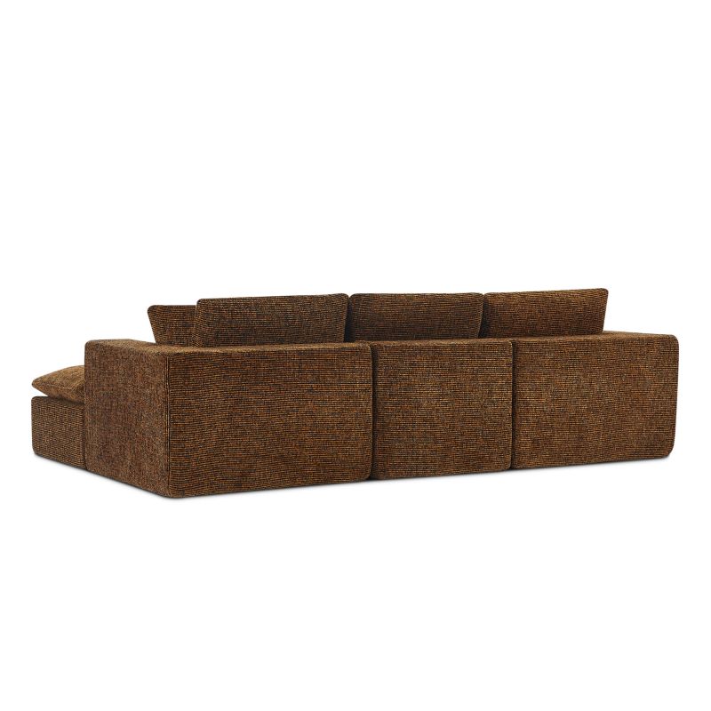 Canapé modulaire compressé KENA 4 places tissu bouclette zebré marron