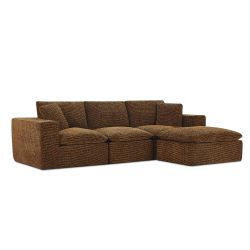 Canapé modulaire compressé KENA 4 places tissu bouclette zebré marron
