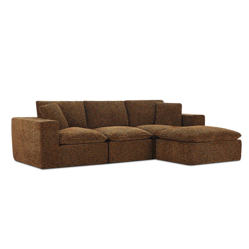 Canapé modulaire compressé KENA 4 places tissu bouclette zebré marron