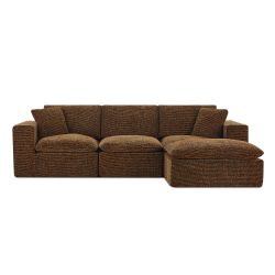 Canapé modulaire compressé KENA 4 places tissu bouclette zebré marron