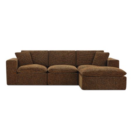 Canapé modulaire compressé KENA 4 places tissu bouclette zebré marron