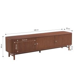 Meuble TV SKANSEN placage chêne teinté noyer 180 cm