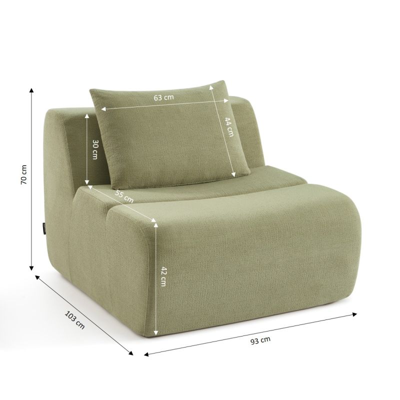 Chauffeuse PANTONE 1 place tissu vert amande