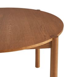 Table de séjour extensible MOON ronde placage chêne couleur noyer 120-200cm