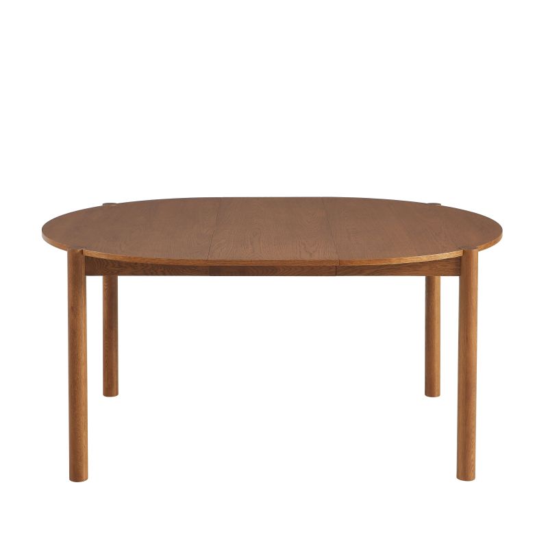 Table de séjour extensible MOON ronde placage chêne couleur noyer 120-200cm