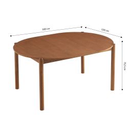 Table de séjour extensible MOON ronde placage chêne couleur noyer 120-200cm