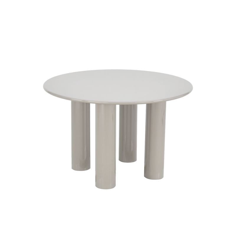 Table de séjour ronde NORI laquée brillante beige argile 120cm