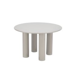 Table de séjour ronde NORI laquée brillante beige argile 120cm
