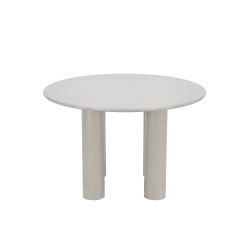 Table de séjour ronde NORI laquée brillante beige argile 120cm