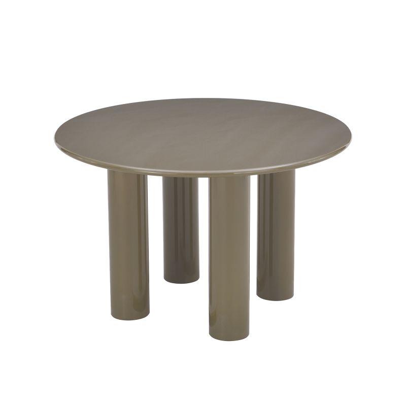 Table de séjour ronde NORI laquée brillante vert sepia 120cm