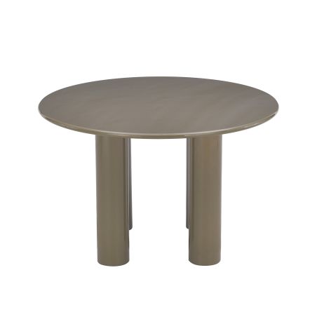 Table de séjour ronde NORI laquée brillante vert sepia 120cm