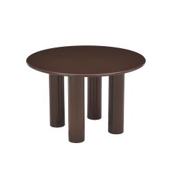 Table de séjour ronde NORI laquée brillante marron chocolat 120cm
