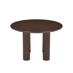 Table de séjour ronde NORI laquée brillante marron chocolat 120cm