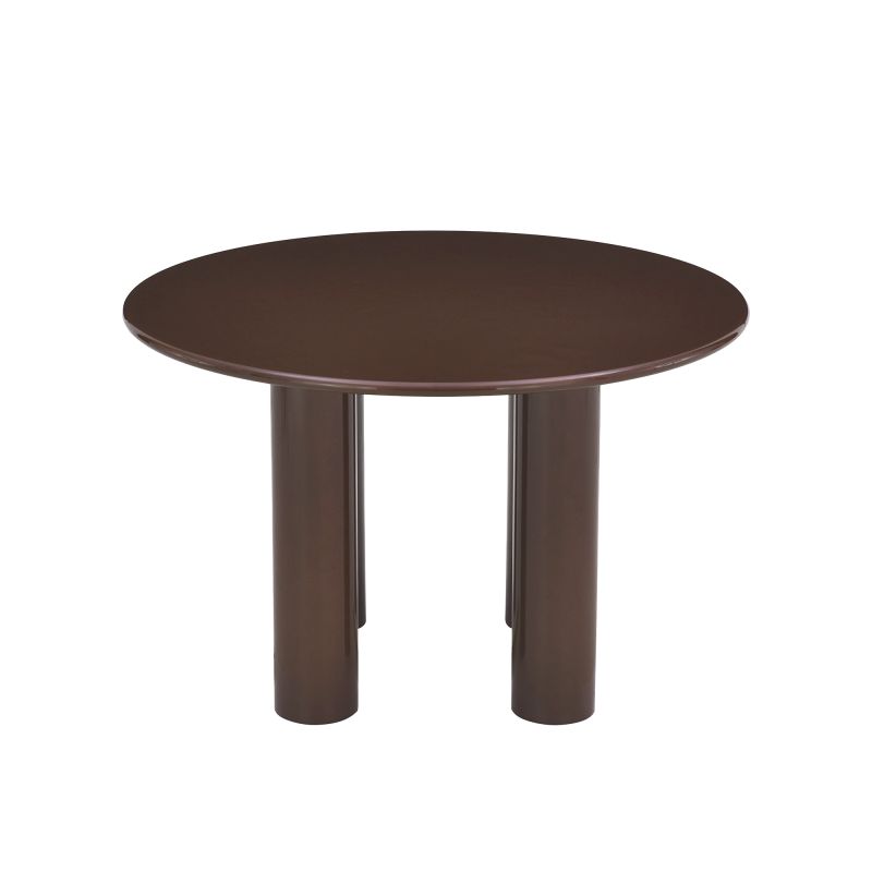 Table de séjour ronde NORI laquée brillante marron chocolat 120cm