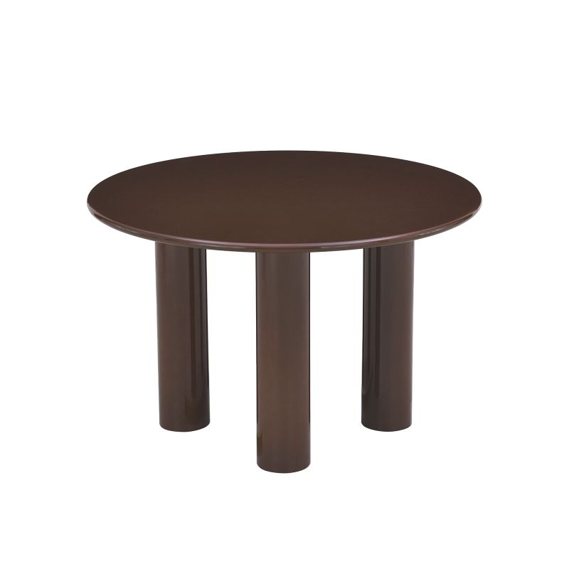 Table de séjour ronde NORI laquée brillante marron chocolat 120cm