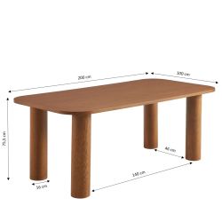Table de séjour UKAA placage chêne couleur noyer 200cm