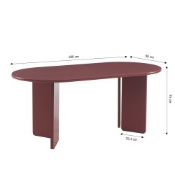 Table à manger ovale SONIA laquée cerise