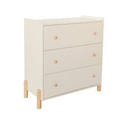 Commode enfant MONA 3 tiroirs beige 86cm