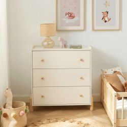 Commode enfant MONA 3 tiroirs beige 86cm