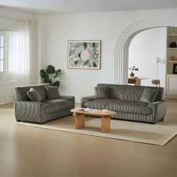 Canapé droit fixe ADEA 3 places velours côtelé vert