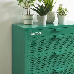 Commode PANTONE 4 tiroirs métal émeraude 80cm