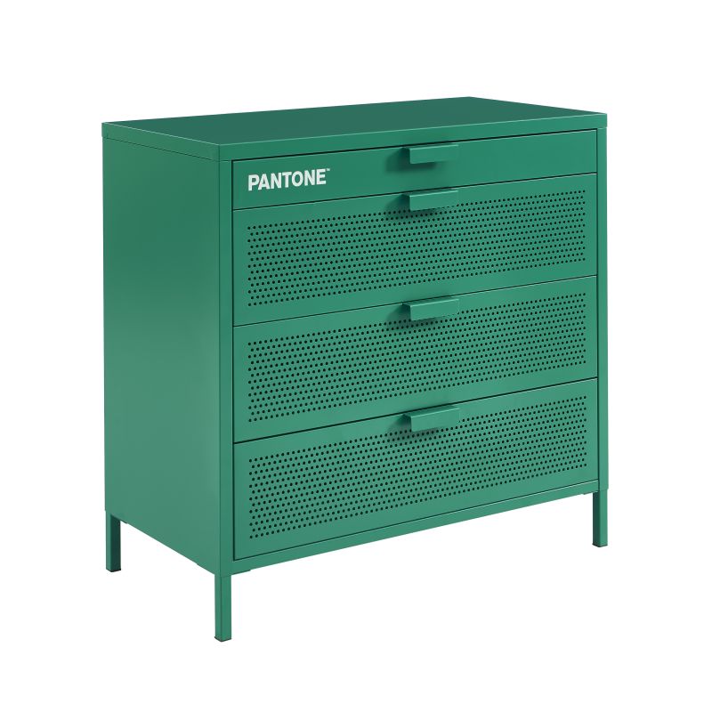 Commode PANTONE 4 tiroirs métal émeraude 80cm