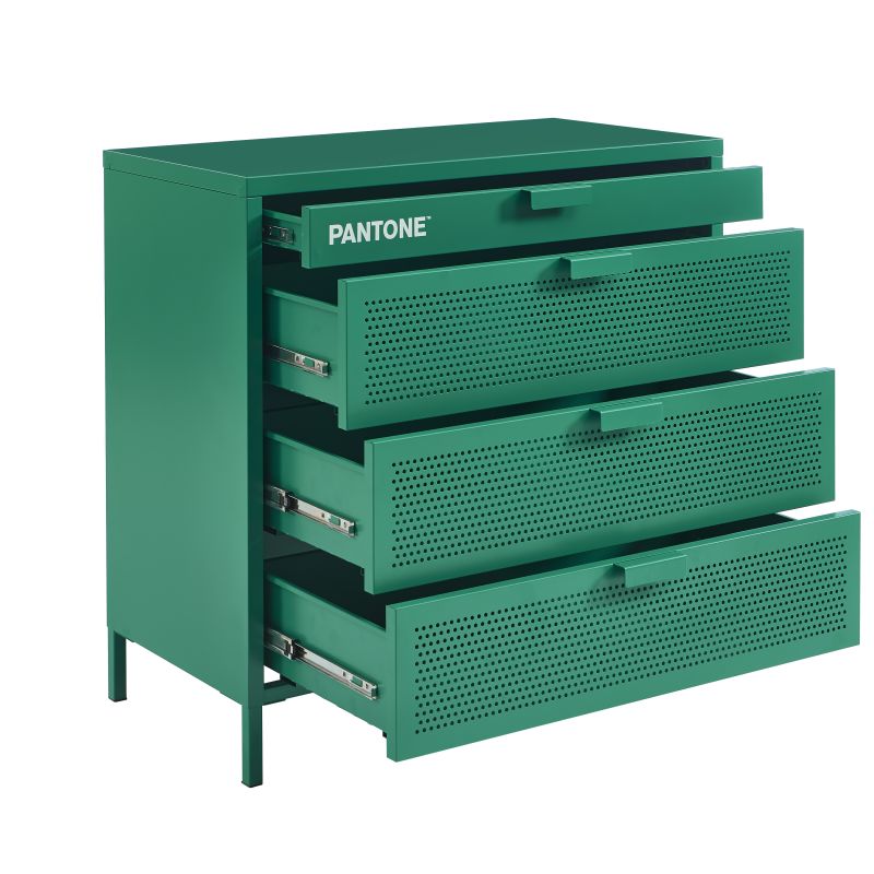 Commode PANTONE 4 tiroirs métal émeraude 80cm