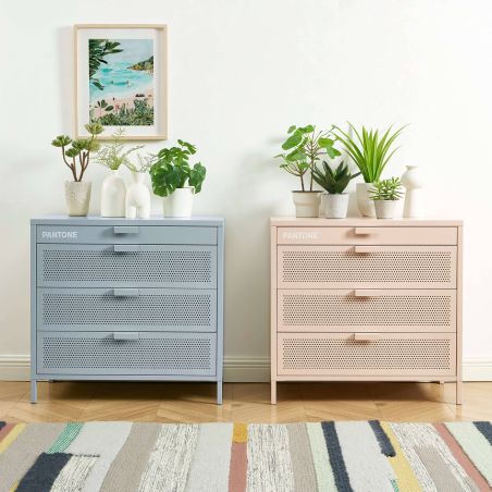 Commode PANTONE 4 tiroirs métal rose blush 80cm