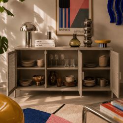 Buffet PANTONE 3 portes métal taupe 160cm