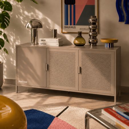 Buffet PANTONE 3 portes métal taupe 160cm