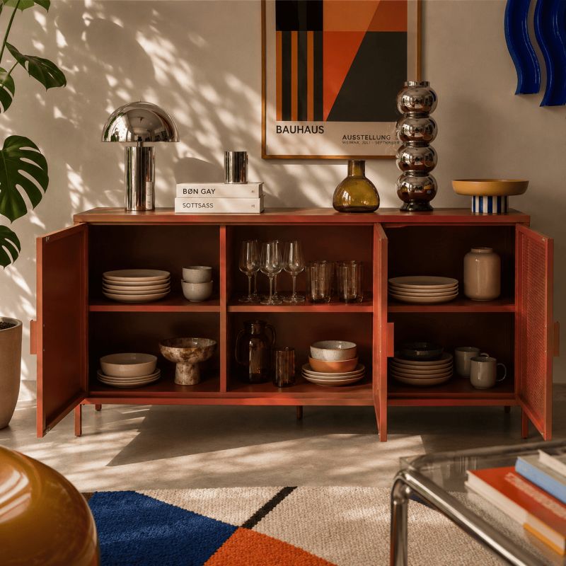 Buffet PANTONE 3 portes métal terracotta 160cm