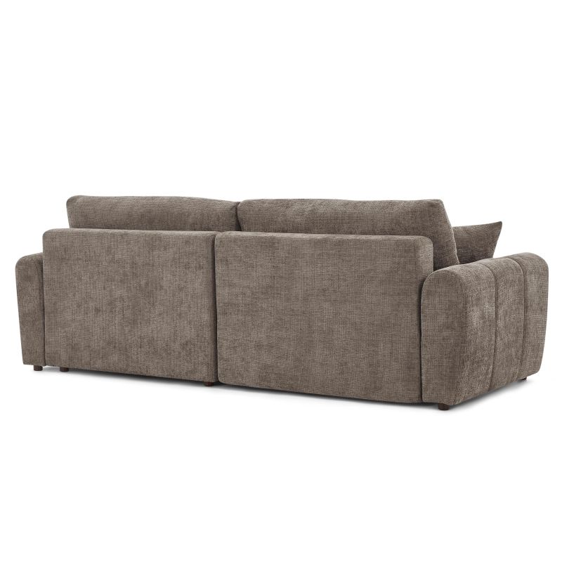 Canapé d'angle convertible et réversible JONEA 4 places tissu texturé marron