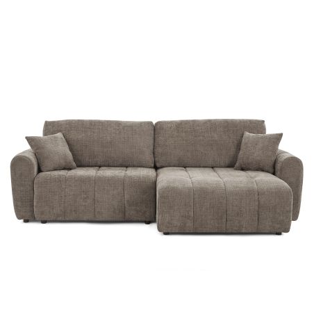 Canapé d'angle convertible et réversible JONEA 4 places tissu texturé marron