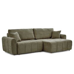 Canapé d'angle convertible et réversible JONEA 4 places tissu texturé vert
