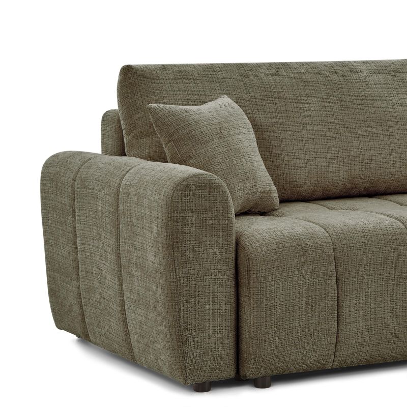 Canapé d'angle convertible et réversible JONEA 4 places tissu texturé vert