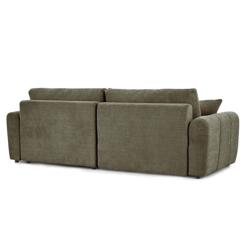 Canapé d'angle convertible et réversible JONEA 4 places tissu texturé vert