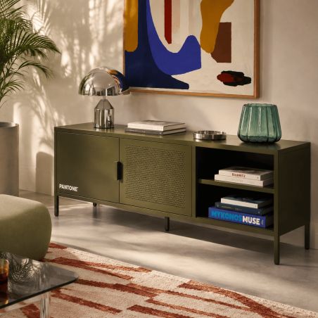 Meuble TV PANTONE métal vert olive 160cm