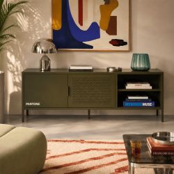 Meuble TV PANTONE métal vert olive 160cm
