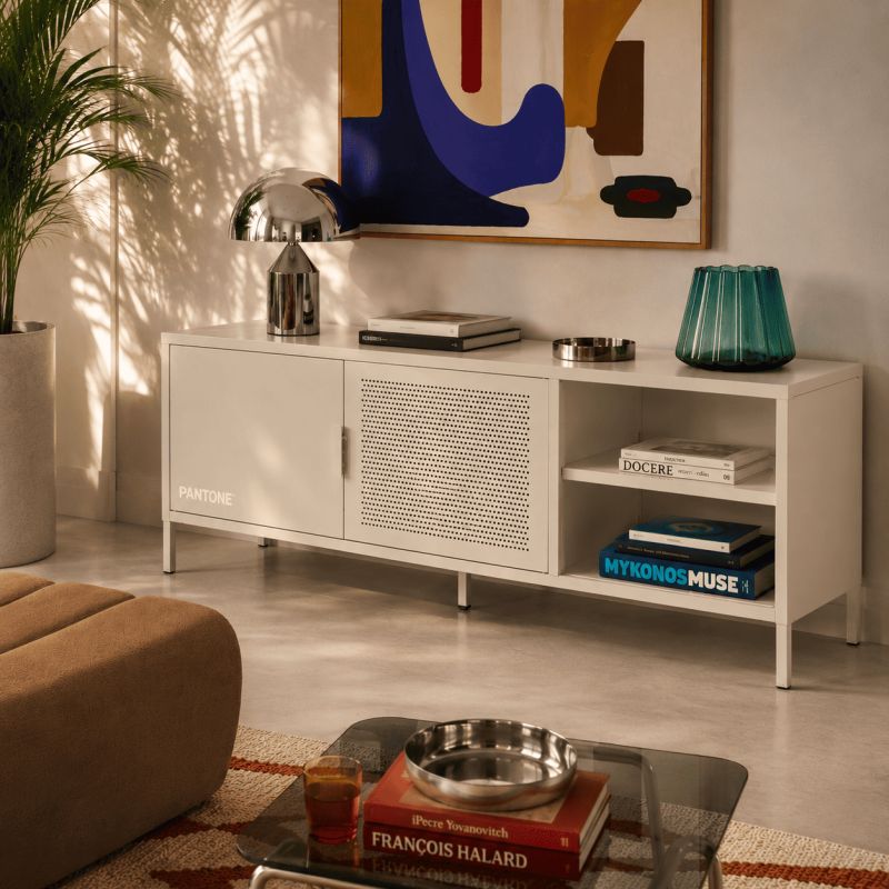 Meuble TV PANTONE métal beige sable 160cm