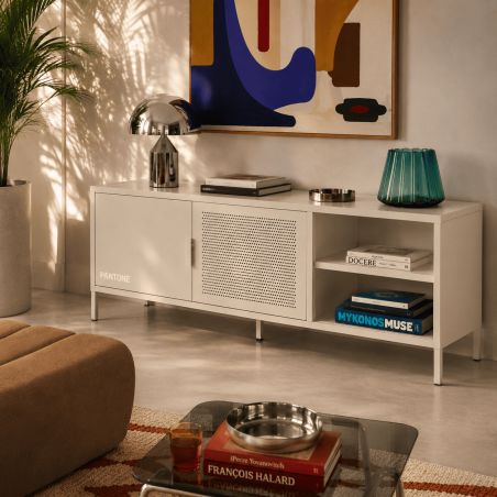 Meuble TV PANTONE métal beige sable 160cm