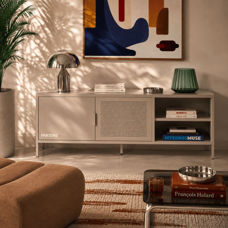 Meuble TV PANTONE métal taupe 160cm