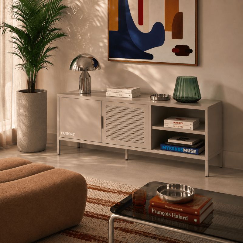 Meuble TV PANTONE métal taupe 160cm